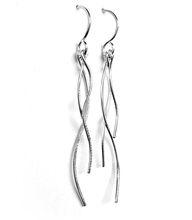 Handmade sterling silver branch earrings by Fiore Jewellery