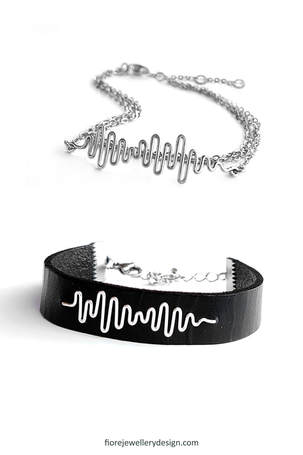 Silver sound wave bracelet by Fiore Jewellery - a unique personalized gift for her